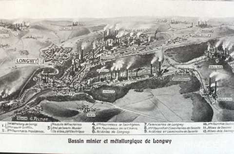 Plan du bassin minier et métallurgique (Longwy)
